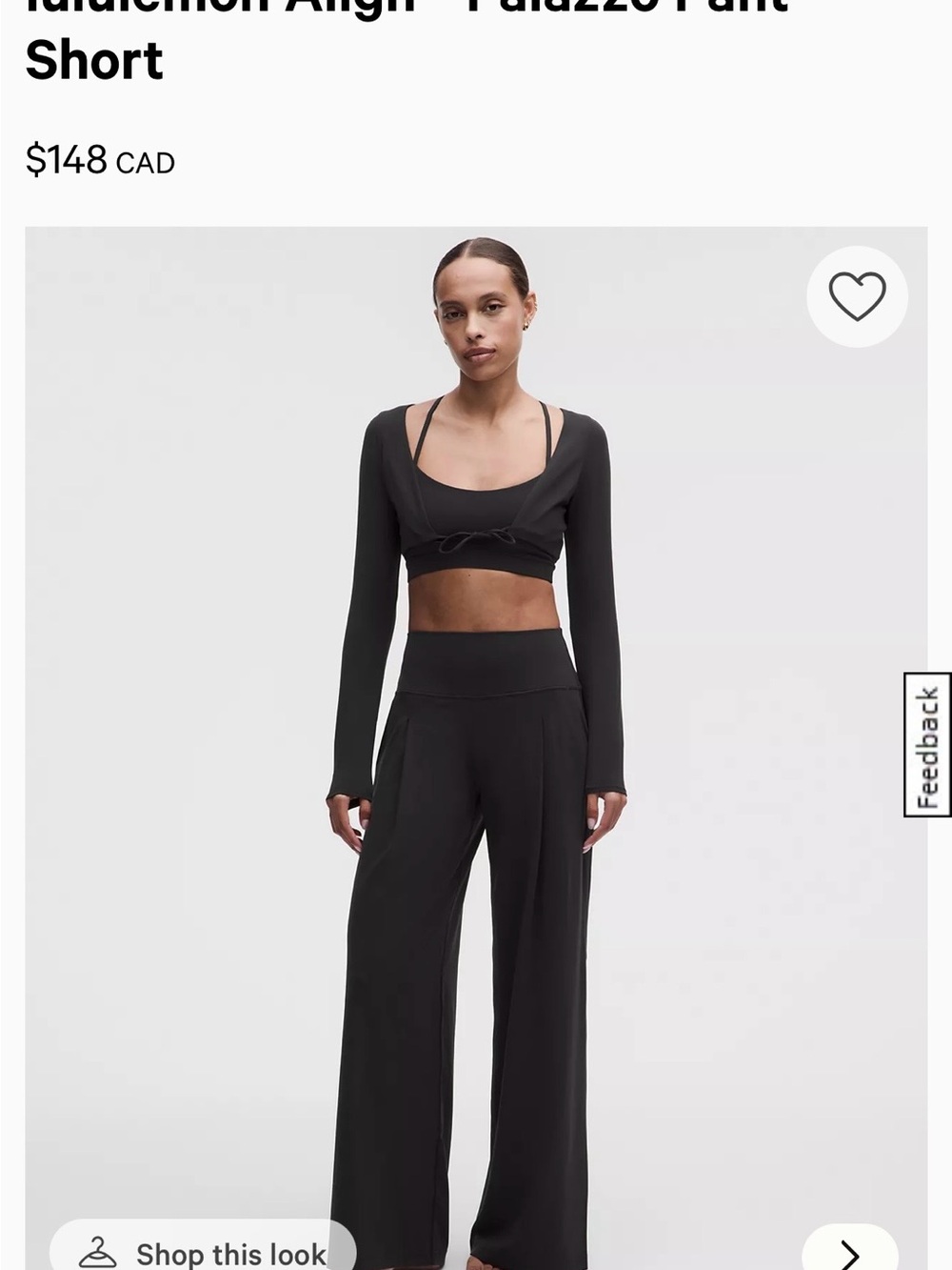 Lululemon Align™ Palazzo Pant Short Length Size 8 Black NWOT